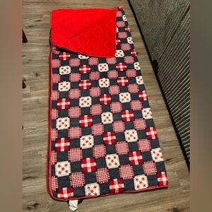 Sears Exclusive Dura Puff Red/Blue Patch Work Sleeping Bag Vintage 1970 RARE 🎁